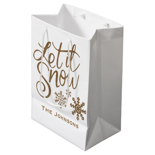 Mediana Bolsa de regalo de Navidad Let it Snow (Angulo Anverso)