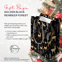 Mediana Bolsa de regalo de Navidad negra dorada