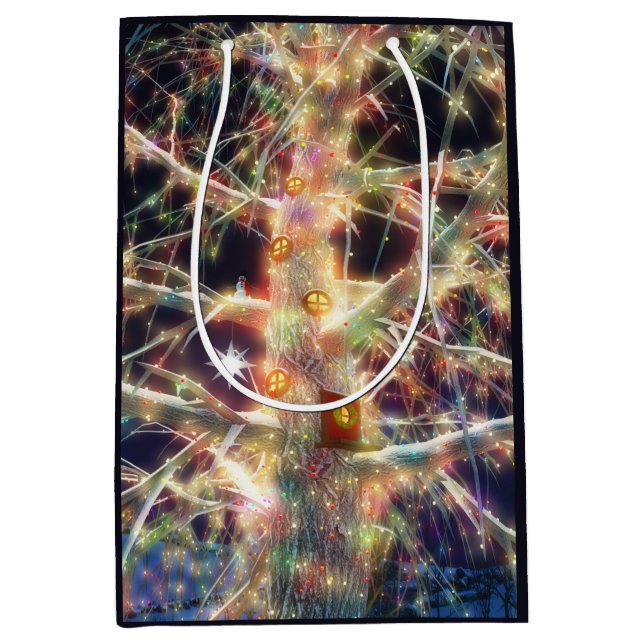 Mediana Bolsa de Regalo de navidades Treehouse (Anverso)