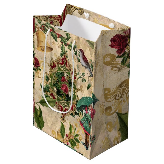 Mediana Bolsa de regalo de Navidades únicos de época (Angulo Anverso)