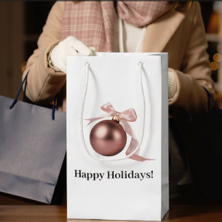 MEDIANA BOLSA DE REGALO DE ORNAMENTO DE ROSA POLVORIENTO M