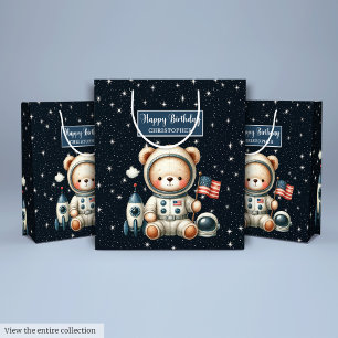 Mediana Bolsa de regalo de oso astronauta para fiesta de c