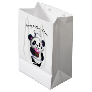 Mediana Bolsa de regalo de oso de café panda