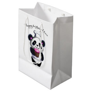 Mediana Bolsa de regalo de oso de café panda