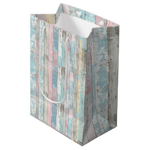 Mediana Bolsa de Regalo de Panel de Madera de Pastel Rústi