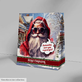 Mediana Bolsa de regalo de Papá Noel chic divertida de tam