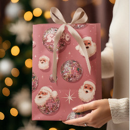 Mediana Bolsa de regalo de Papá Noel retro de Navidad rosa