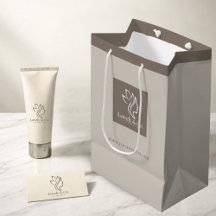 Bolsa de regalo de papel beige neutral minimalista