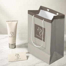 Mediana Bolsa de regalo de papel beige neutral minimalista