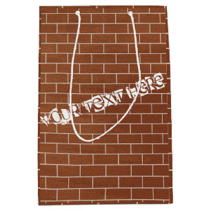 Mediana Bolsa de regalo de pared de ladrillo con texto per