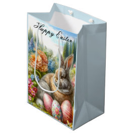 Mediana Bolsa de regalo de Pascua con conejo sentado en ja