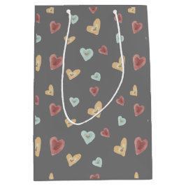 Mediana Bolsa de regalo de patrón cardíaco - gris oscuro