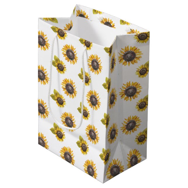Mediana Bolsa de regalo de patrón girasol color agua (Angulo Anverso)