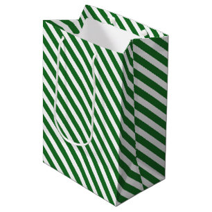Mediana Bolsa de regalo de patrón rayado verde y blanco