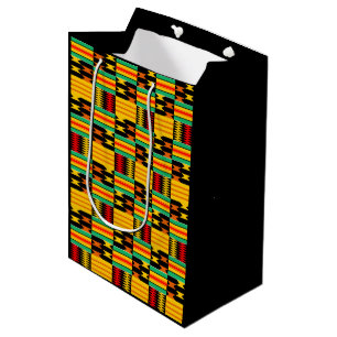 Mediana Bolsa de regalo de peine negro amarillo dorado Ken
