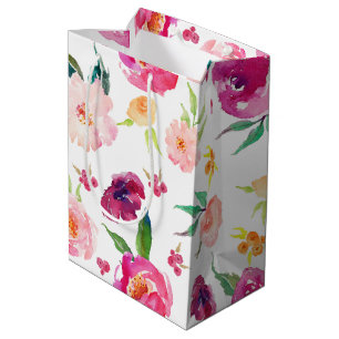 Mediana Bolsa de regalo de Peonies color rosa y morado