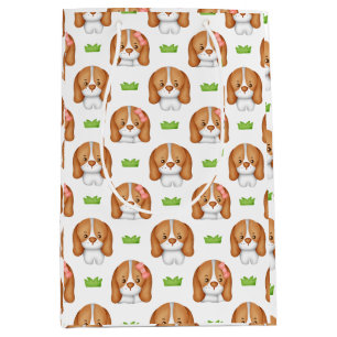 Mediana Bolsa de regalo de perro Beagle en acuarela linda