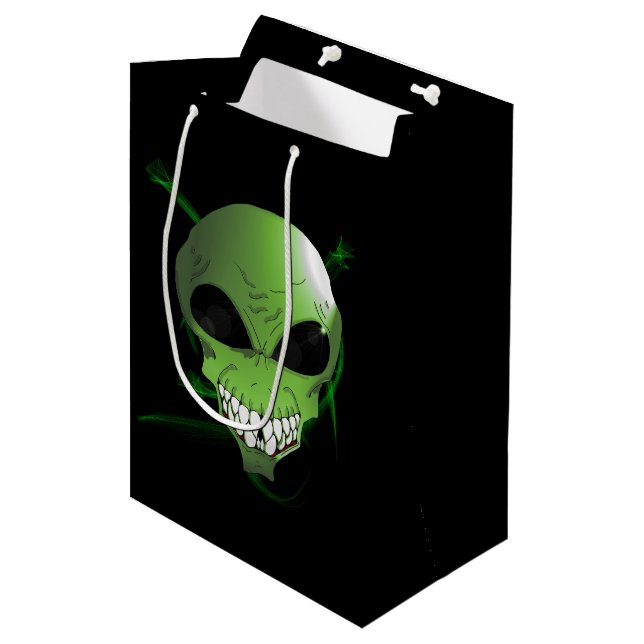 Mediana Bolsa de regalo de personalizado Alien Verde (Angulo Anverso)