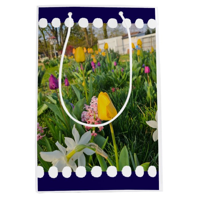 Mediana Bolsa de regalo de Personalizado floral (Anverso)