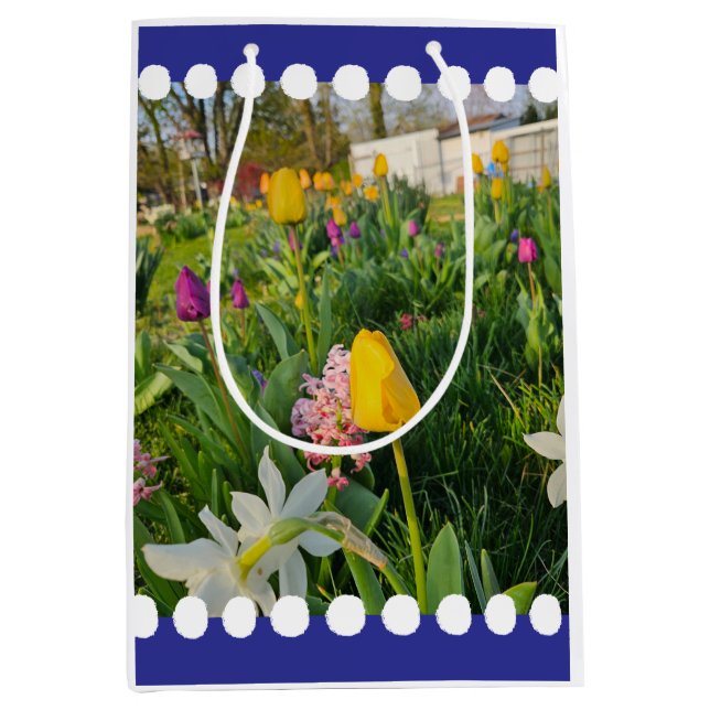 Mediana Bolsa de regalo de Personalizado floral (Anverso)