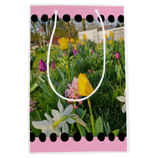 Mediana Bolsa de regalo de Personalizado floral (Anverso)