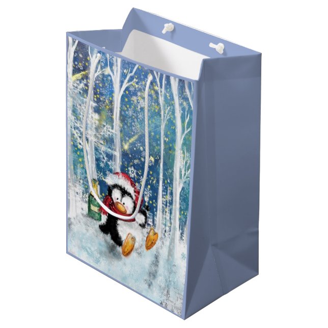 Mediana Bolsa de regalo de pingüino de Navidad (Angulo Anverso)