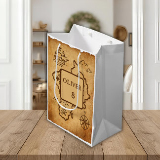 Mediana Bolsa de regalo de pirata vintage, regalo de mapa
