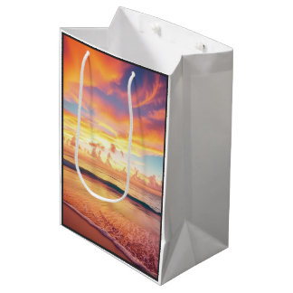 Mediana Bolsa de regalo de playa puesta de sol tropical