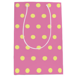 Mediana Bolsa de regalo de punto de polka (amarillo rosa y