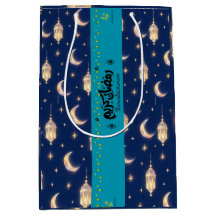Bolsa de regalo de Ramadán de lujo navy oro