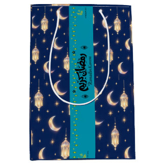 Mediana Bolsa de regalo de Ramadán de lujo navy oro