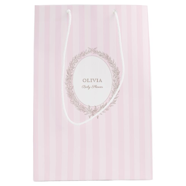 Mediana Bolsa de regalo de raya rosa de la pastelería fran (Anverso)