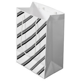 Mediana Bolsa de regalo de rayas diagonales blancas y negr