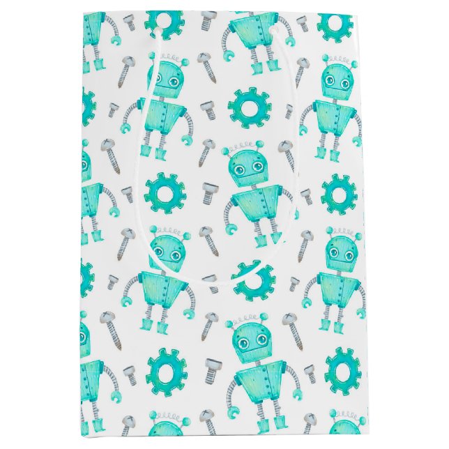 Mediana Bolsa de regalo de Robot Cute (Anverso)