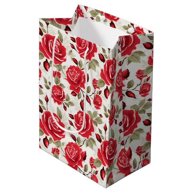 Mediana Bolsa de regalo de rosas rojas (Angulo Anverso)