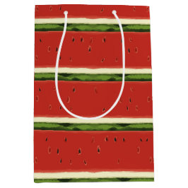 Mediana Bolsa de regalo de sandía acuarela rojo brillante