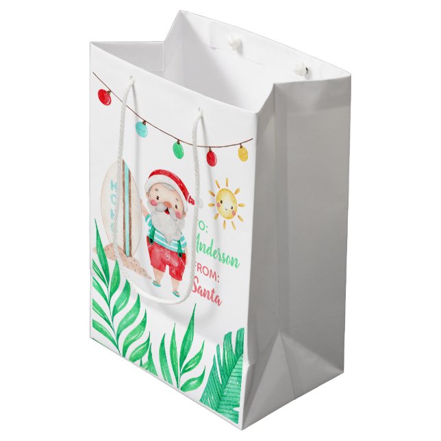 Mediana Bolsa de regalo de Santa Claus tropical (Angulo Anverso)