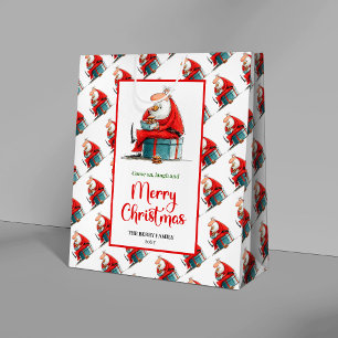 Mediana Bolsa de regalo de Santa divertida moderna edición