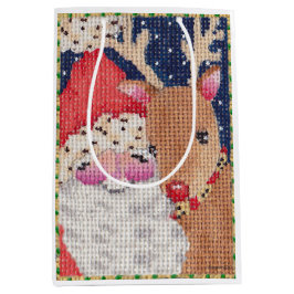 Mediana Bolsa de regalo de Santa y Rudolf