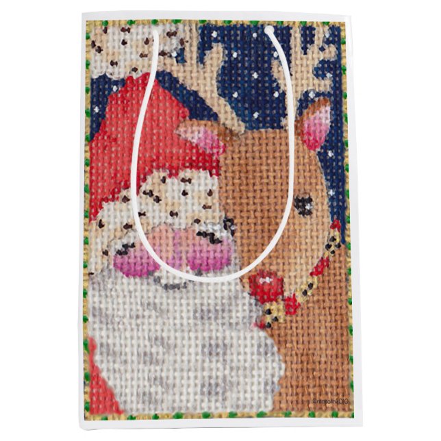 Mediana Bolsa de regalo de Santa y Rudolf (Anverso)