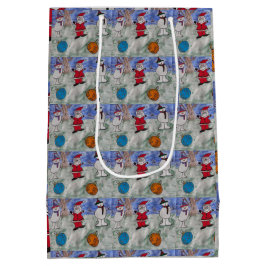 Mediana Bolsa de regalo de Santa y Snowmen