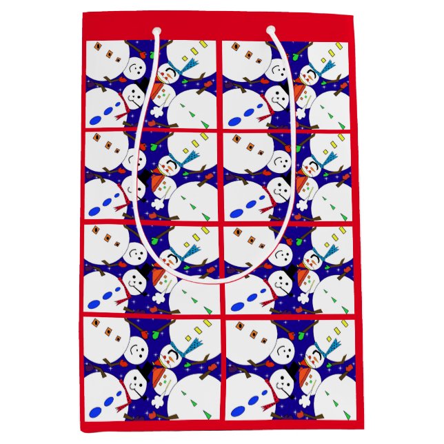 Mediana Bolsa de regalo de Snowman (Anverso)