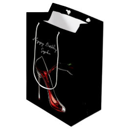 Mediana Bolsa de regalo de stiletto y vino
