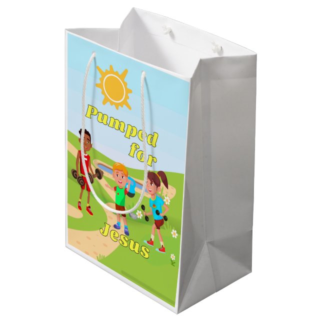 Mediana Bolsa de regalo de temática de fiesta cristiano (Angulo reverso)