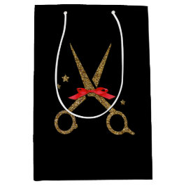 Mediana Bolsa de regalo de tijeras de purpurina dorado de 