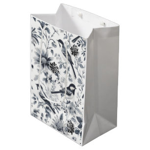 Mediana Bolsa de regalo de toile de pájaro gris carbón