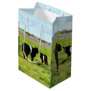 Mediana Bolsa de regalo de vaca Galloway con su cría