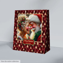 Bolsa de regalo de vacaciones acuarela Santa Claus