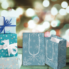 Mediana Bolsa de regalo de vacaciones con copos de nieve a