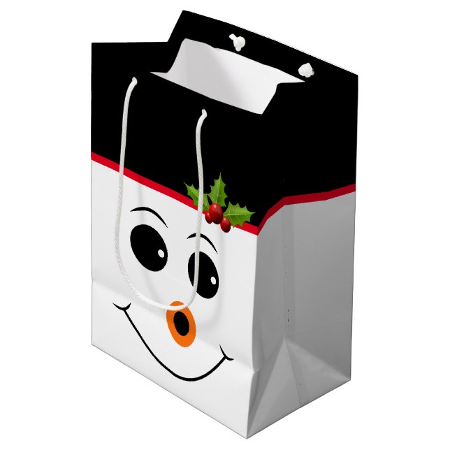 Mediana Bolsa de regalo de vacaciones Snowman (Angulo Anverso)